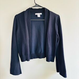 99 Jane Street Blue Cropped Cardigan Sweater Bell Sleeve Open Front Size M